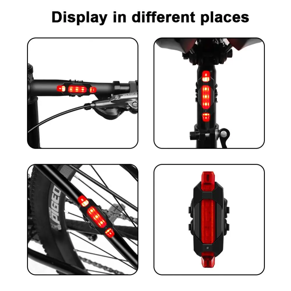 Fietsverlichting led waterdicht achterlicht usb oplaadbare fiets licht mount fietsen safety warning light fiets accessoires