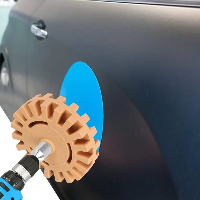 Car Eraser Wheel Adhesive Remover Rubber Wheel Smooth Power Drill Adapter Paint Repair Rubber Vinyl Decals Removal Tool