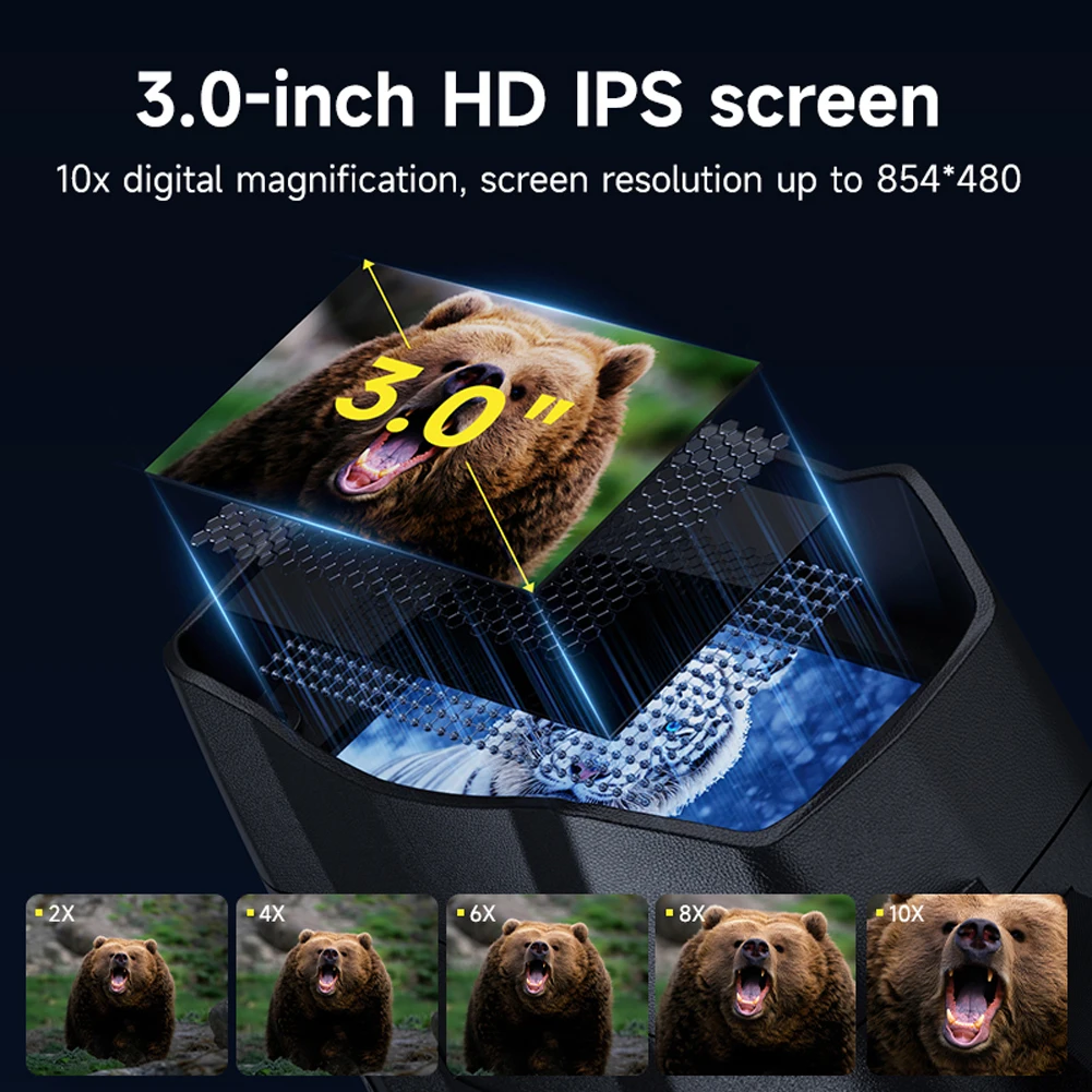 Infrared Night Vision Goggles 10 X Digital Zoom Infrared Binoculars 3inch IPS Screen Night Vision IR Goggles for Outdoor Camping