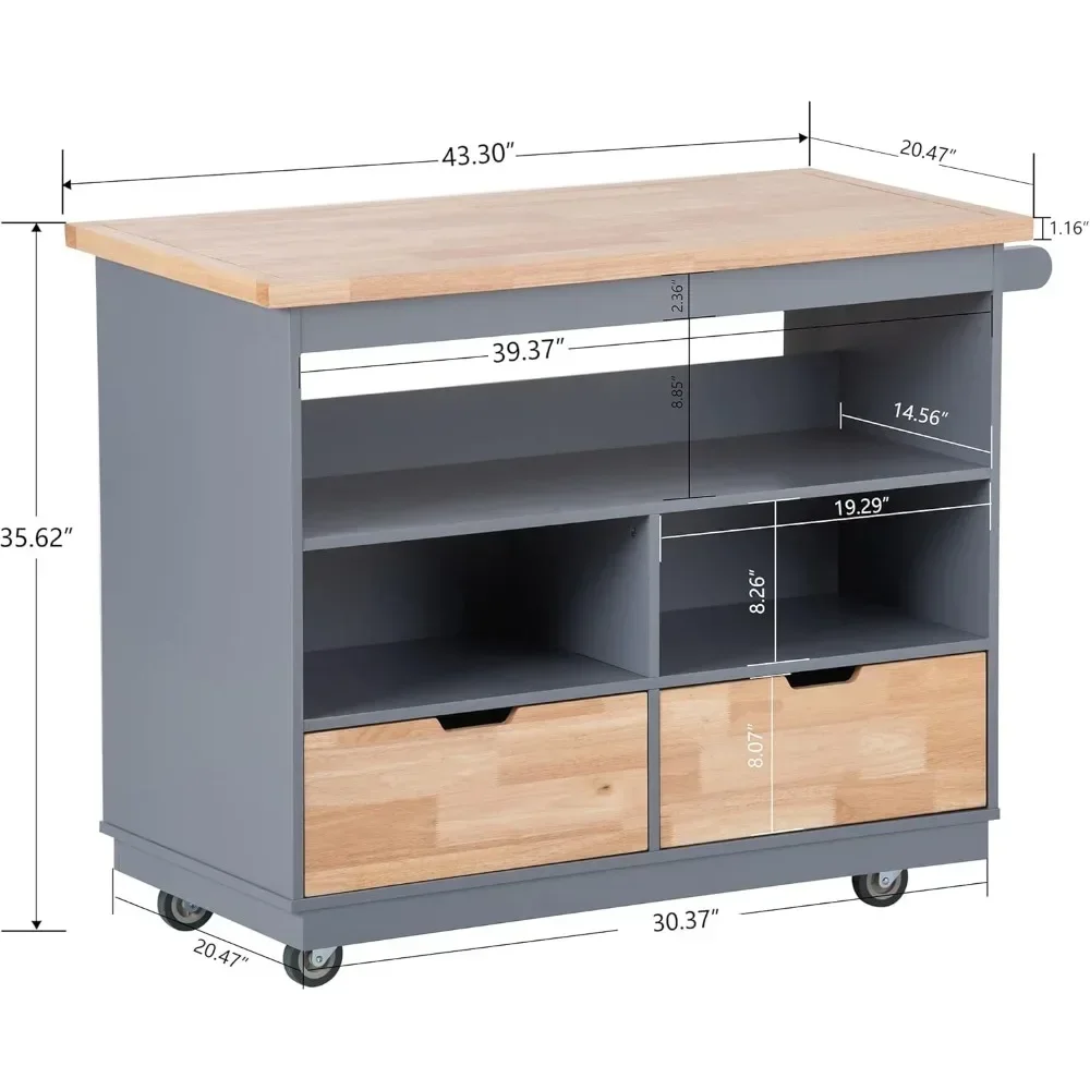 high-quality Kitchen Island Cart with Drawers, Wood Top Mobile Kitchen Cart Storage multifunctional