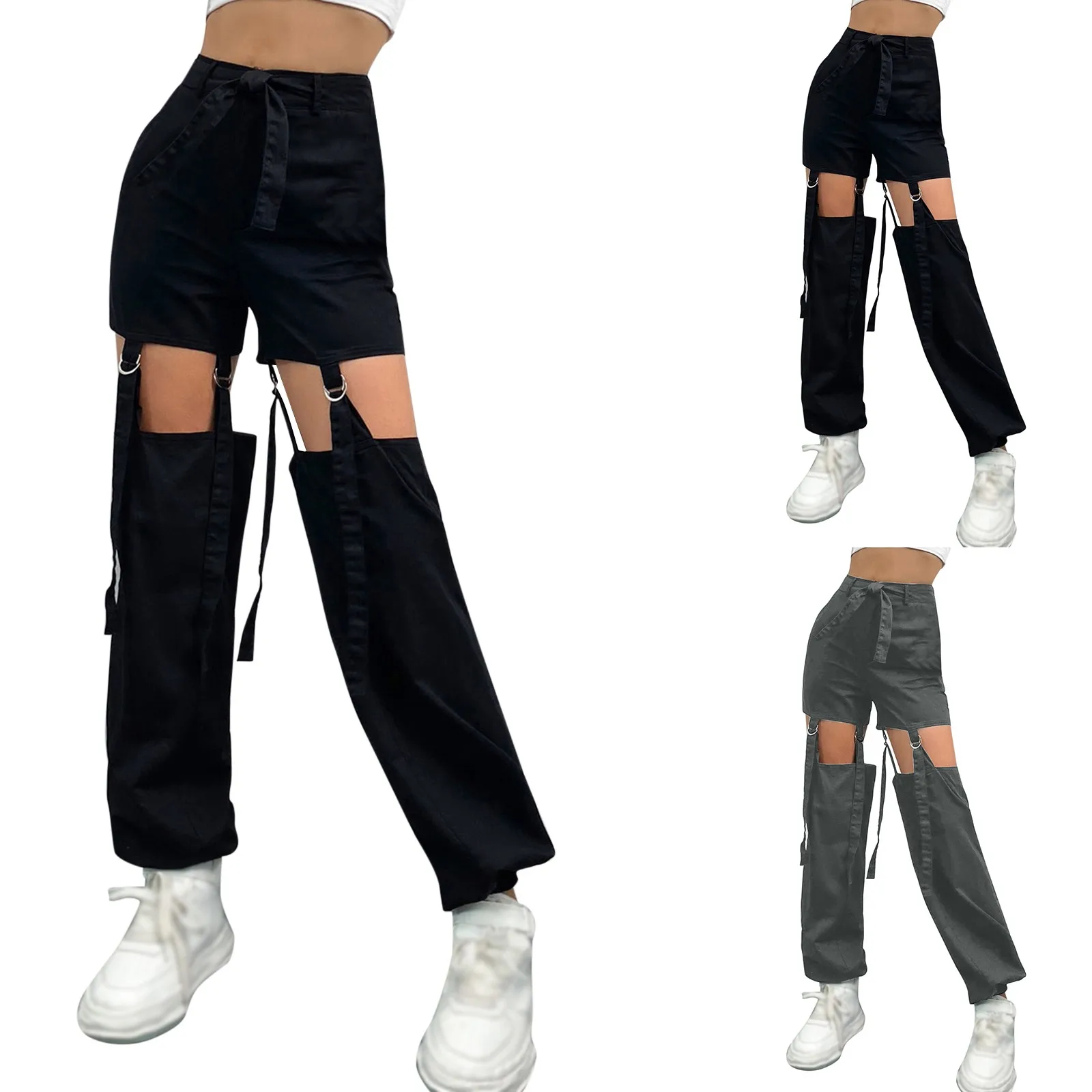 wsevypo Parachute Pants for Women Baggy Cargo Pants Low Rise Y2K Track Pants  Teen Girls Wide Leg Cargo Pant Streetwear 