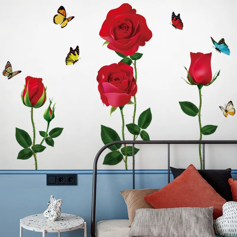 3 Piezas Pegatinas De Pared De Flores De Ventana Simuladas Pegatinas De