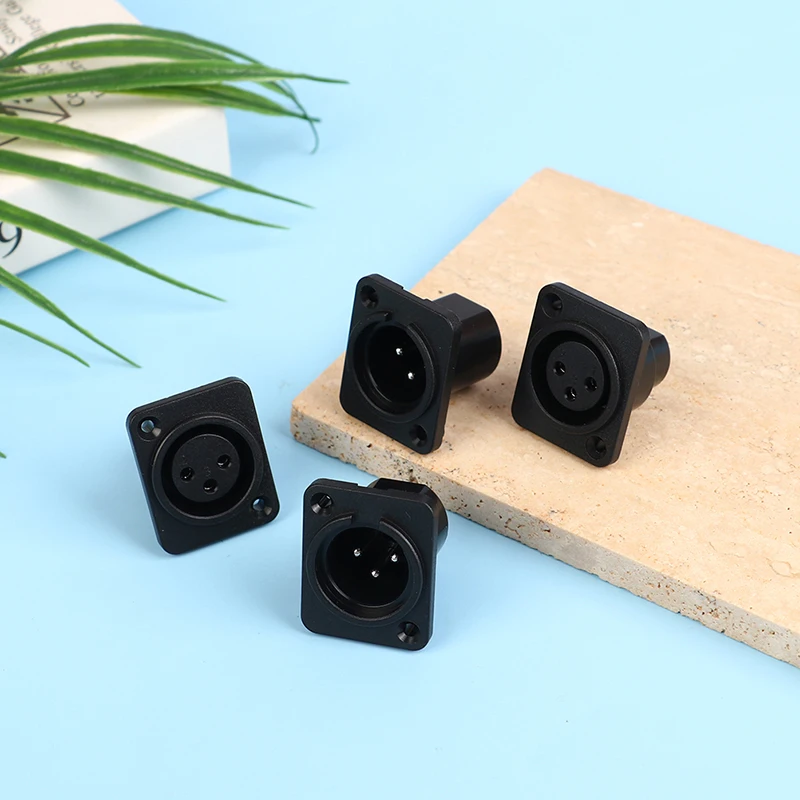 1PC XLR 3pin Male Female Panel Audio Microphone Jack Plug Connector XLR straight-foot plastic Karon seat