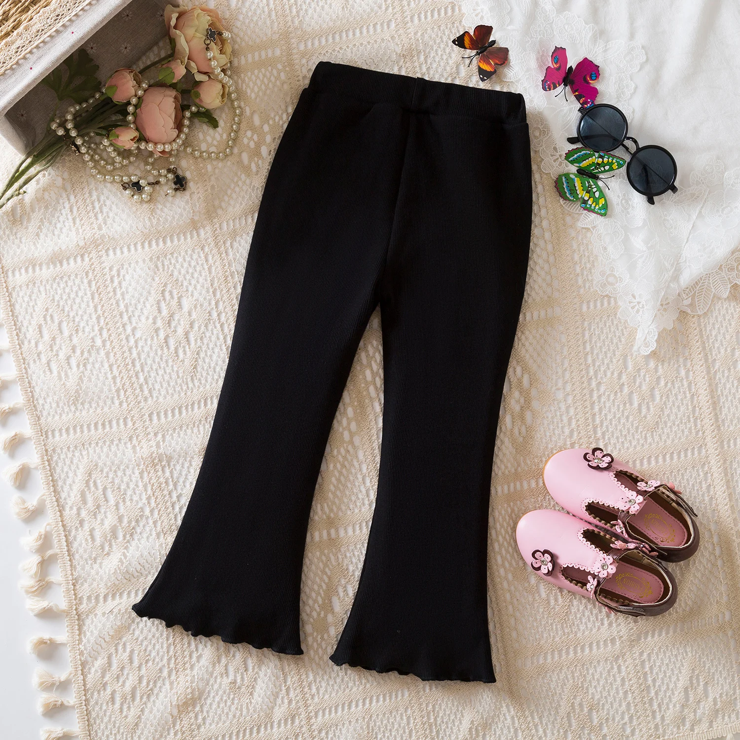 Children overalls pants Kids outfits Baby Flared Pants Girls' Autumn Winter Solid Color Casual Slim Stretch Trousers