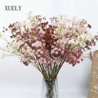 62CM/pc 81 High Quality Small Flowers Autumn Color Feel Soft Rubber Gypsophila Dry Flower 6 Color PVC Bouquet Home Garden Decor