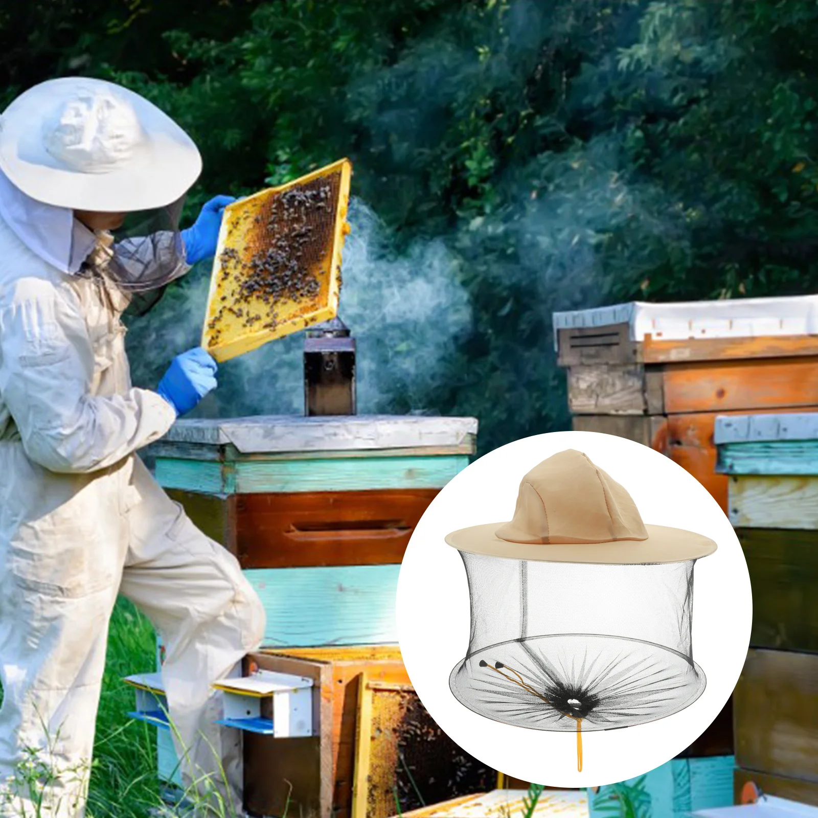 Outdoor Sun Beekeeping Hat Suit Cover Breathable Sunscreen White Cloth Head Net