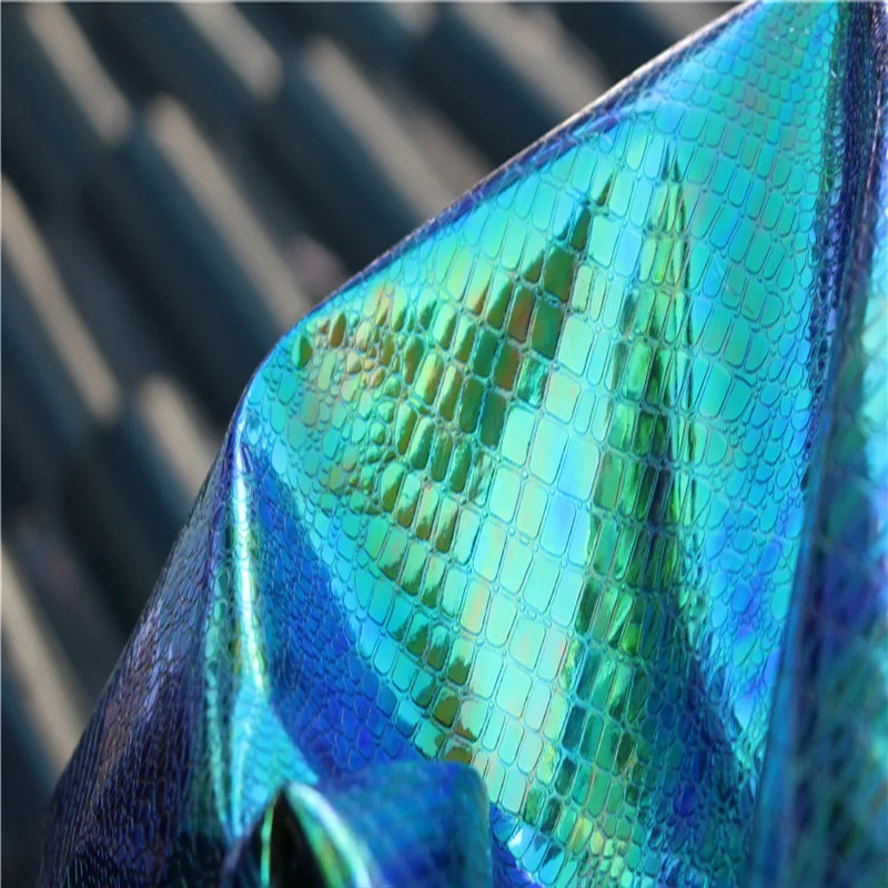 Fashion,Shiny,Laser Illusion Blue Purple,Pu Leather Fabric,Original Designer Fabric,Sewing Material,DIY Creative Bag,Crafts