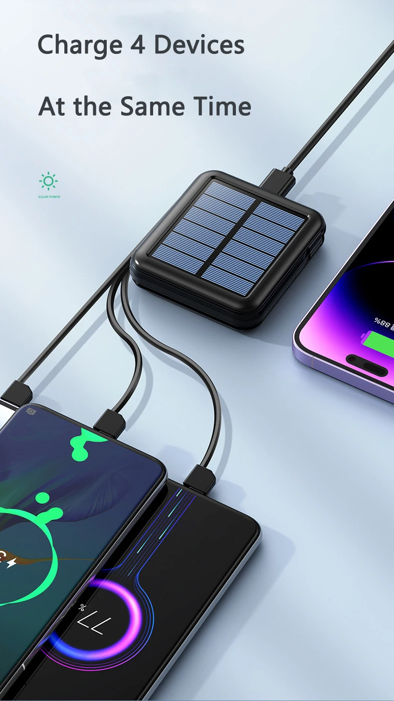 Portable Solar Power Bank With Fast Charging And Camping Light_voghion.com