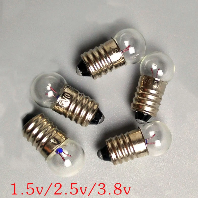 10PCS Miniature Round  0.3A 1.5V 2.5V 3.8V Small light cannon for student experiment Small Light Bulbs Beads