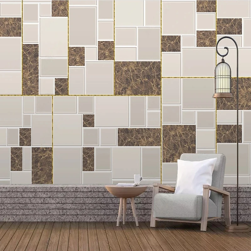 Photo Wallpaper Modern Geometric Gold Patchwork Living Room Background Wall Mural Eco-Friendly Waterproof Papel De Parede 3D