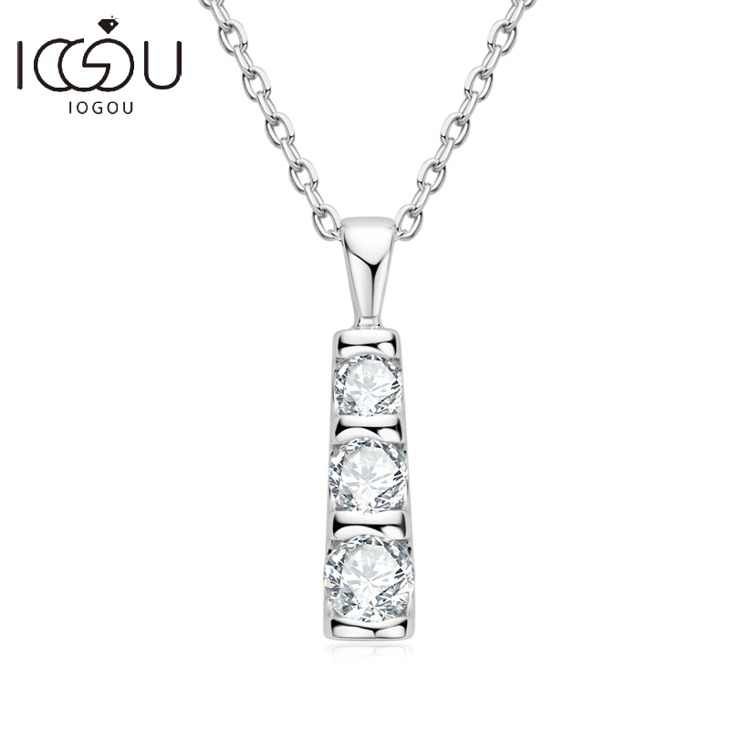 3CT VVS/1 Three Stone Diamond Pendant Necklace With Chain 14K White Gold  Finish | eBay