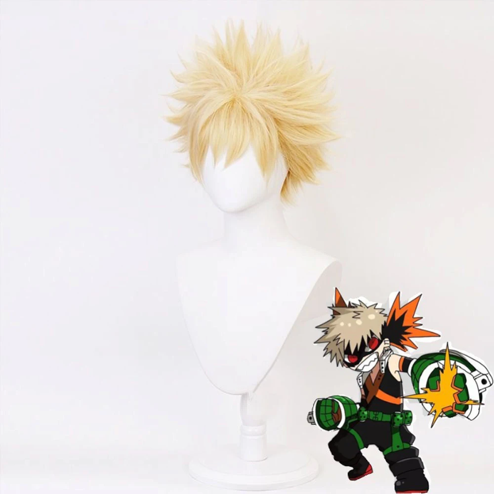 My Hero Academia Bakugou Katsuki Blonde Cosplay Wig - Heat Resistant Linen Short Style