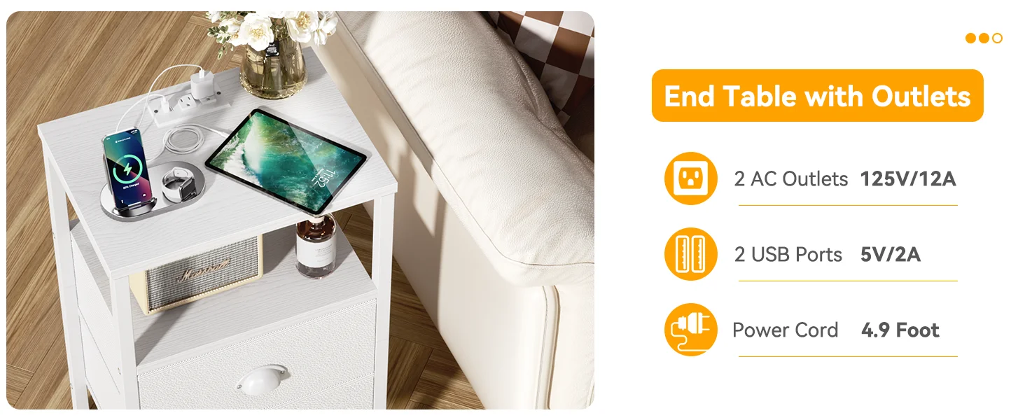 side table with led light