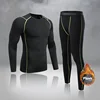 Men Boys Thermal Underwear Warm First Layer Sports Compression Fleece Rashgard Quick Dry Plush Skin Kids Long Johns Jogging Suit 3