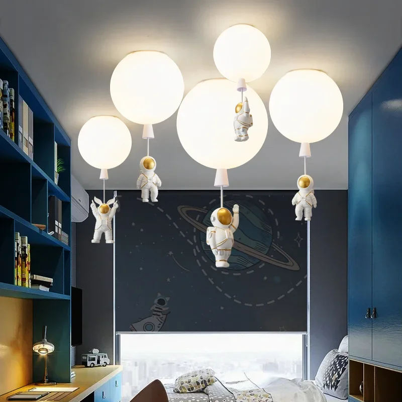 

Modern Creative Cartoon Astronaut LED Ceiling Chandelier Light Pendant Lamp for Children's Room Baby Decor Kids Bedroom Lighting