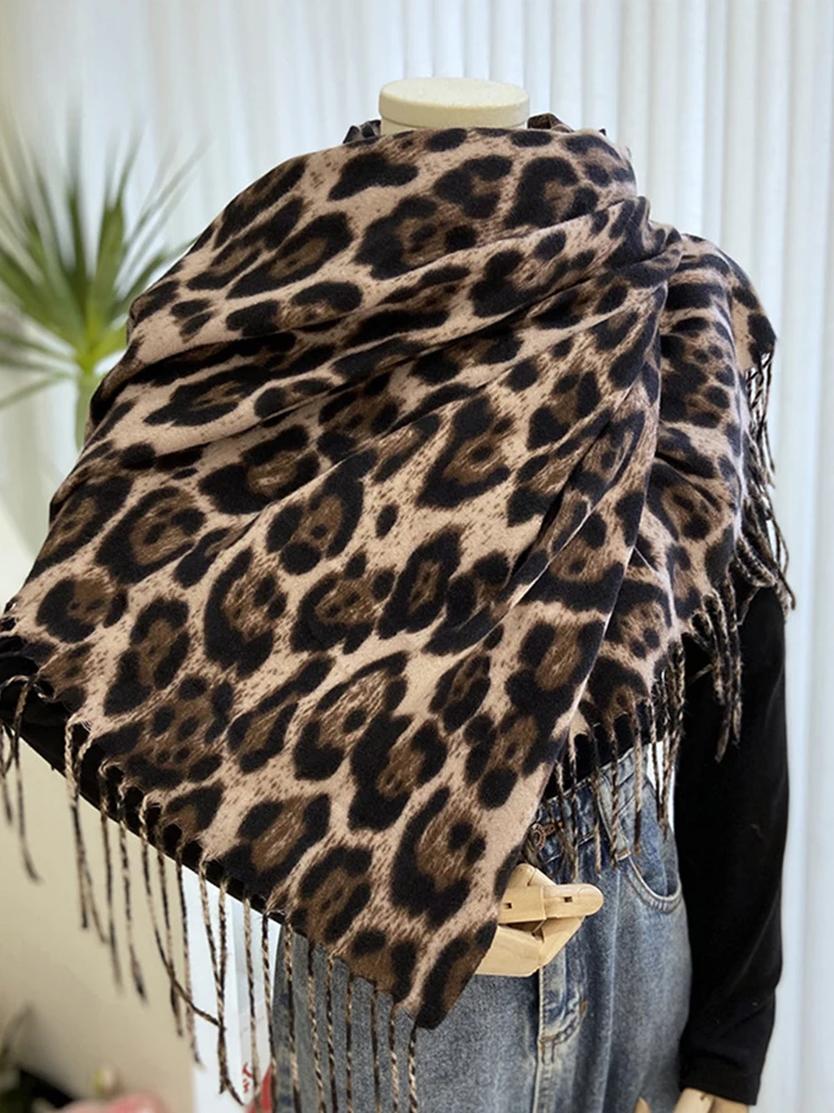 小物 leopard pattern wrinkle stole 小物 leopard pattern wrinkle