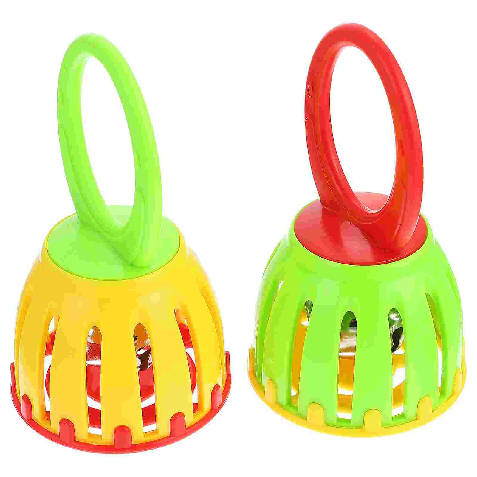 

2Pcs Infant Toy Baby Training Toy Cage Design Handbell Toy Kids Handheld Toy