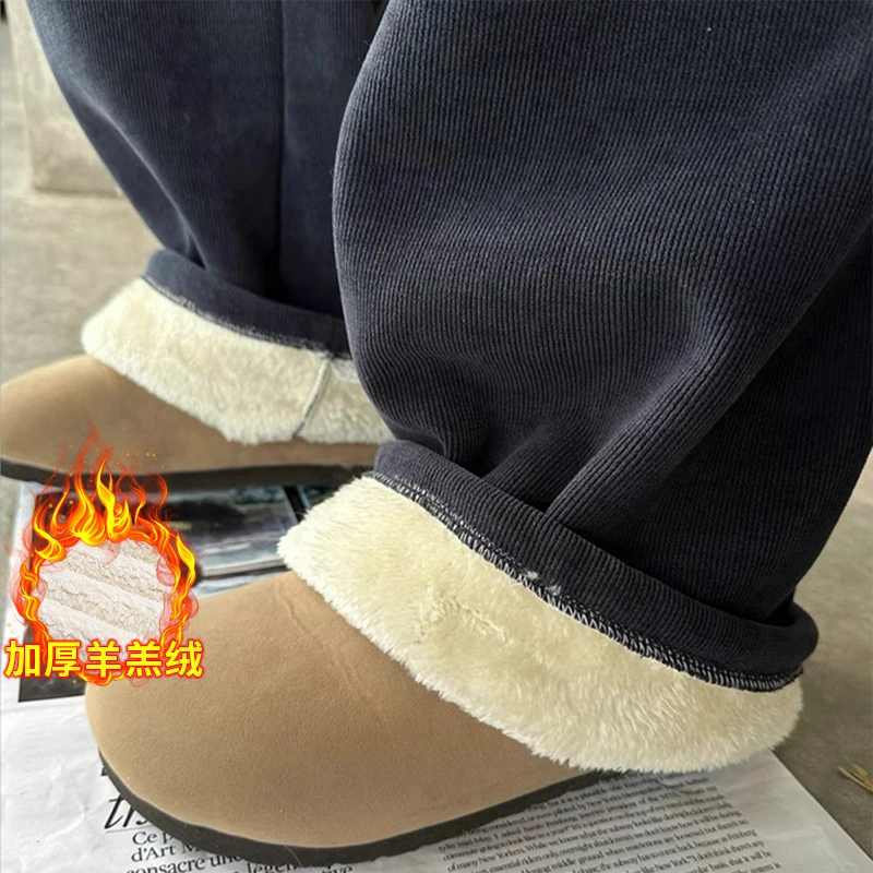 겨울 출산 캐시미어 바지, 두껍고 따뜻한 드로스트링 허리, 긴 느슨한 임산부 와이드 레그 바지, 키 큰 레이디 바지