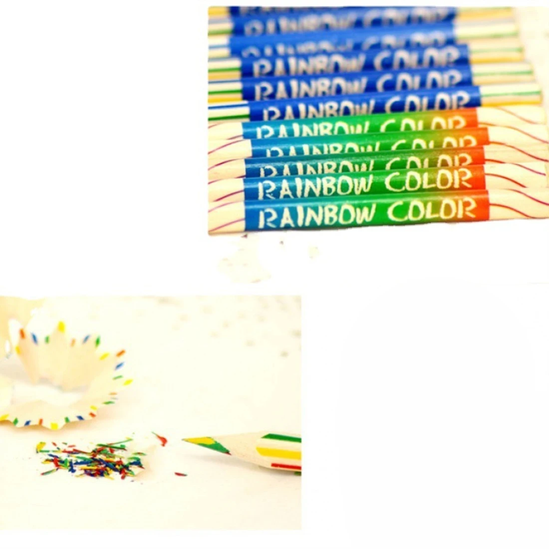 HJ-50Pcs 무지개 색연필 4 In 1 색연필 그리기 그림 문구