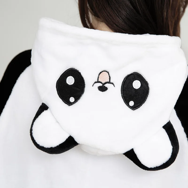 Unisex Adult Cartoon Panda Costume Halloween Christmas Sleepwear Jumpsuit Onesies Warm Plush Cosplay Pajamas For Women And Men
