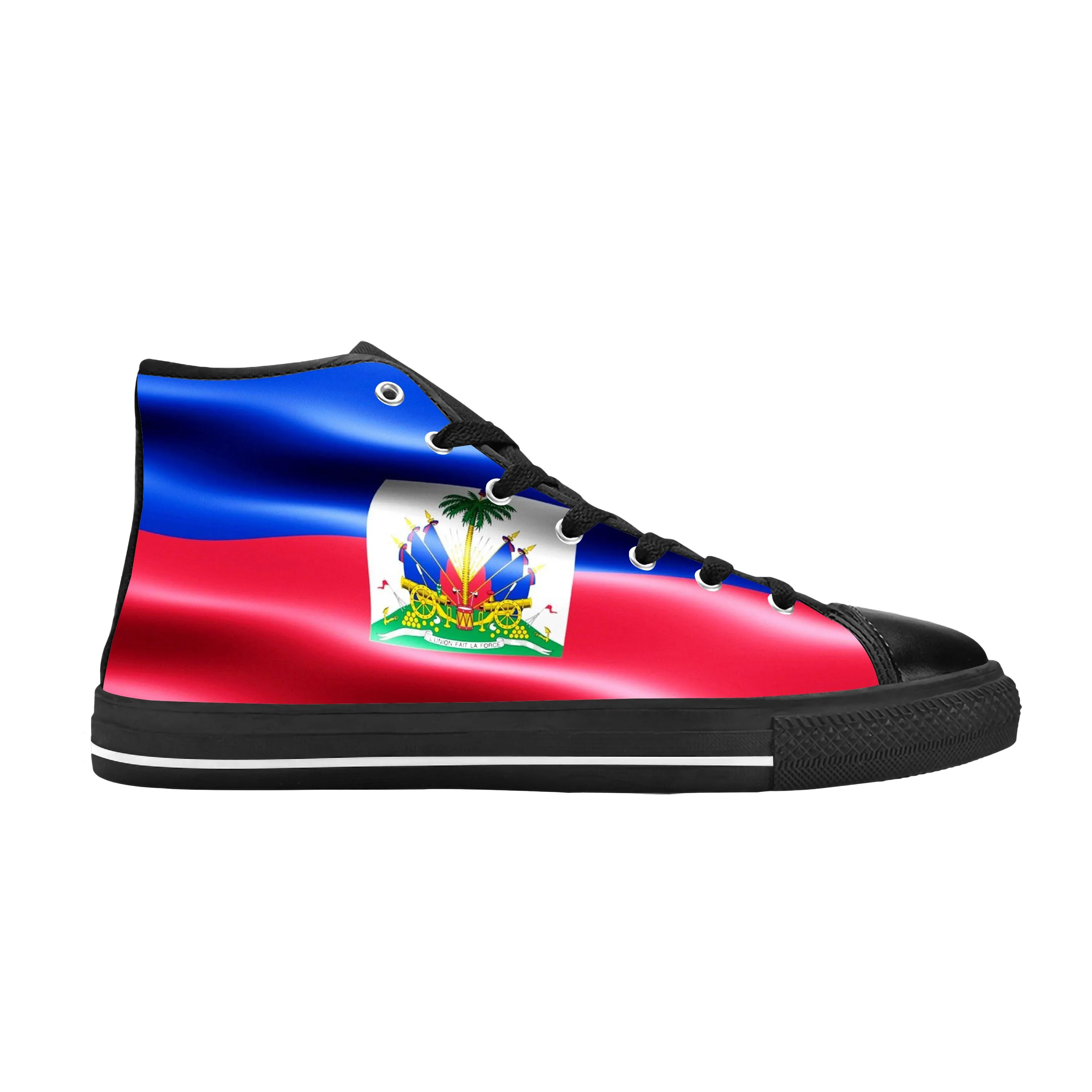 

Haiti Haitian Flag Patriotic Pride Funny Fashion Casual Cloth Shoes High Top Comfortable Breathable 3D Print Men Women Sneakers
