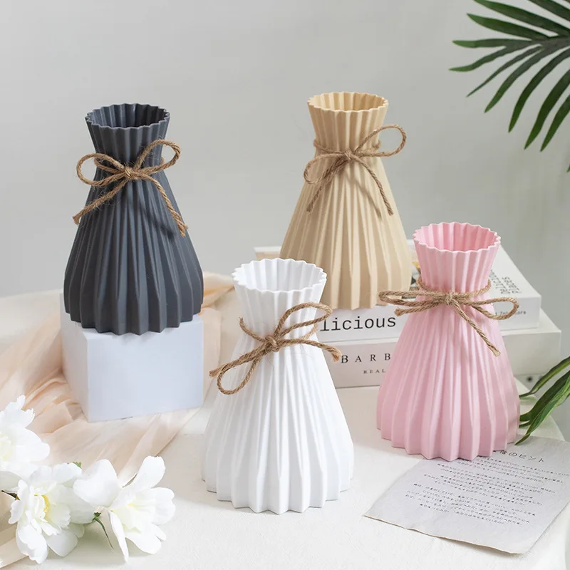 창의적인 대마 로프 클로저 시뮬레이션, 꽃꽂이 및 세라믹 플라스틱 꽃병