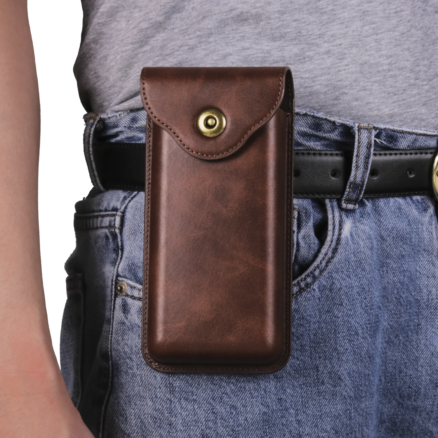 Luxury Leather Belt Clip Case Men Waist Bag Holster Pouch Cover