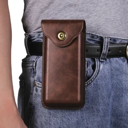 Luxury Leather Belt Clip Case Men Waist Bag Holster Pouch Cover - Galaxy Z Fold 4 (Brown)