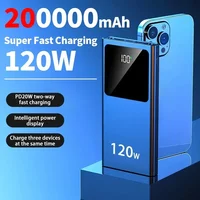 200000mAH Power Bank 120W Super Fast Charging Digital Display Battery High Capacity Power Bank For Iphone 16 15 Samsung Xiaomi