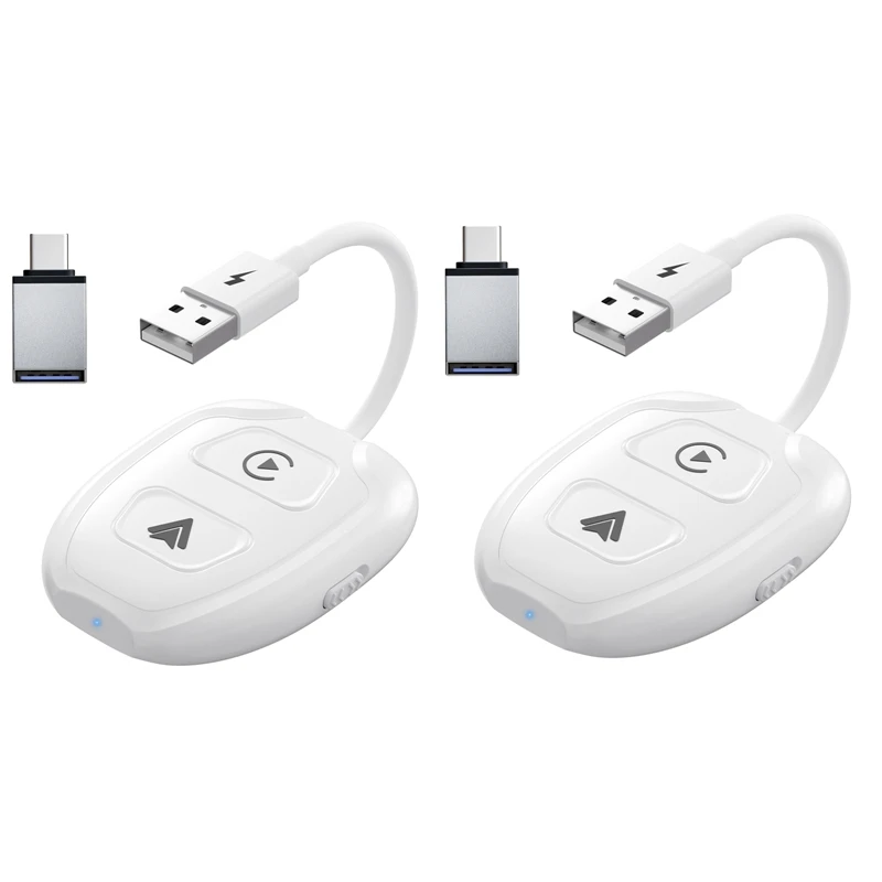 Adattatore Carplay Wireless 2 In 1 Da 2 Pezzi Per Apple Android Auto Wireless Carplay Dongle Per Apple Carplay Cablato E Android, Durevole