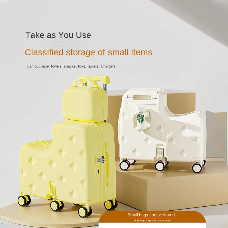18/20 Inch Children's Ride-on Luggage Girls And Boys Boardable Small Travel Suitcase Trolley Case For Kids_voghion.com