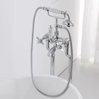 ก๊อกน้ําอ่างอาบน้ําชุดชั้น Decked ห้องน้ําคลาสสิกคุณภาพสูงทองสไตล์อเมริกันเซรามิคฝักบัวก๊อกน้ํา 5