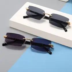 Rimless Sunglasses Rectangle Fashion Women Men Shades Small Square Sun Glasses Summer Traveling Sunshade Frameless Sunglasses