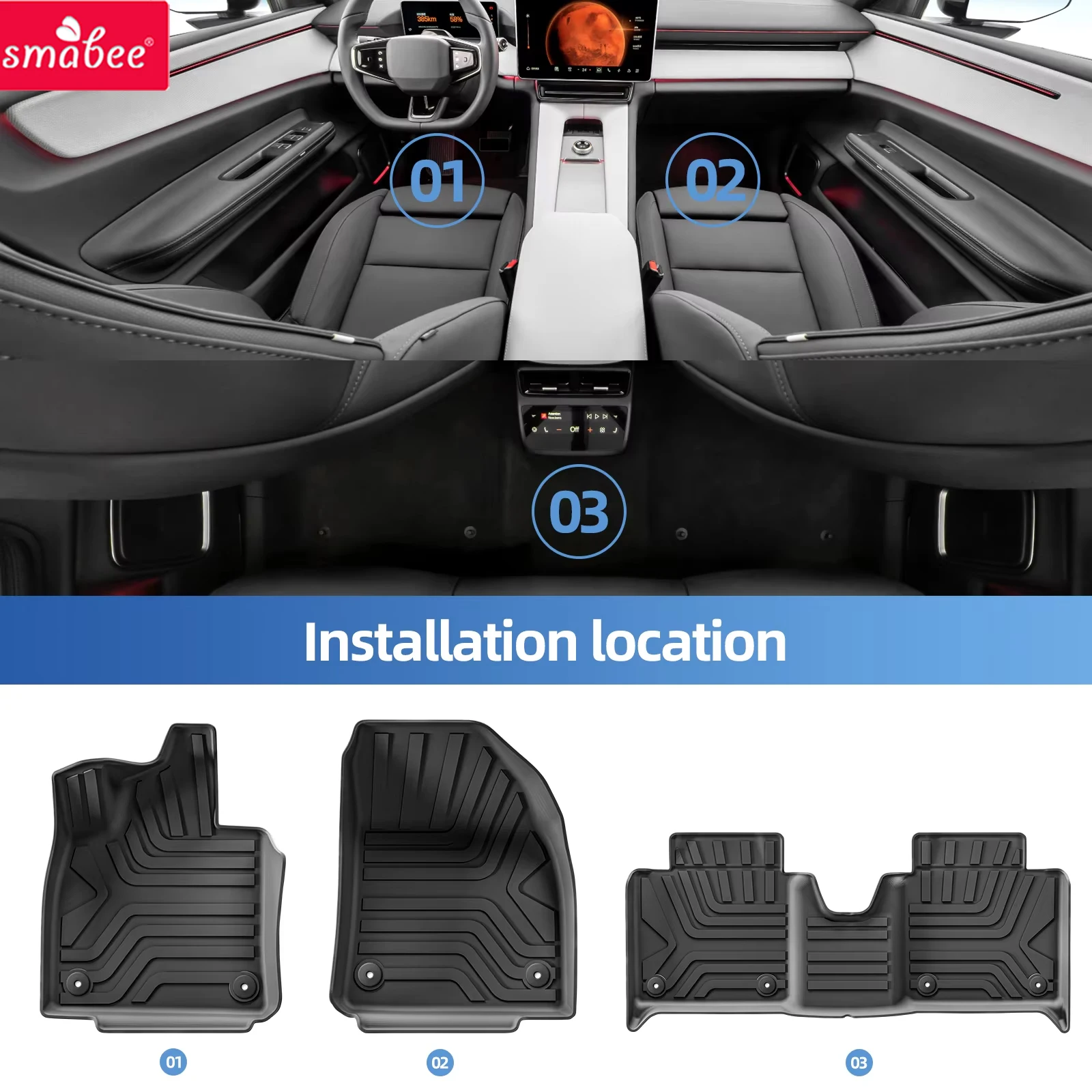 for Polestar 4 2023 2024 2025 Car Floor Mats Cargo Liner Trunk Pad TPE 3D Foot Mat Waterproof All Weather Accessories BLACK