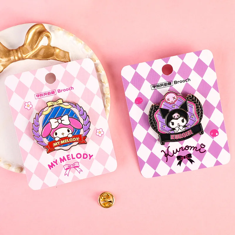 Sanrio Kuromi Melody College Style Metal Badges Badge Cartoon Brooch Squad  Emblem School Badge Commemorative Medals Gold Coin