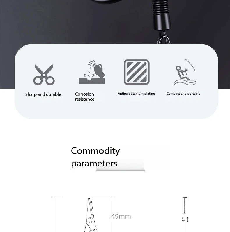 Description Picture 4 of itemTitanium Plated Fishing Scissors, Teeth, Sharp, PE Line, Lead Skin, Fishing Line, Slip Rope, 402 Stainless Steel Multifunctional