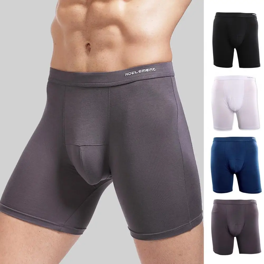 

Men Panties Mid Waist Lengthened Breathable Lightweight Trace-less Protective Cellulose Fiber Tight Fit Men Underwear