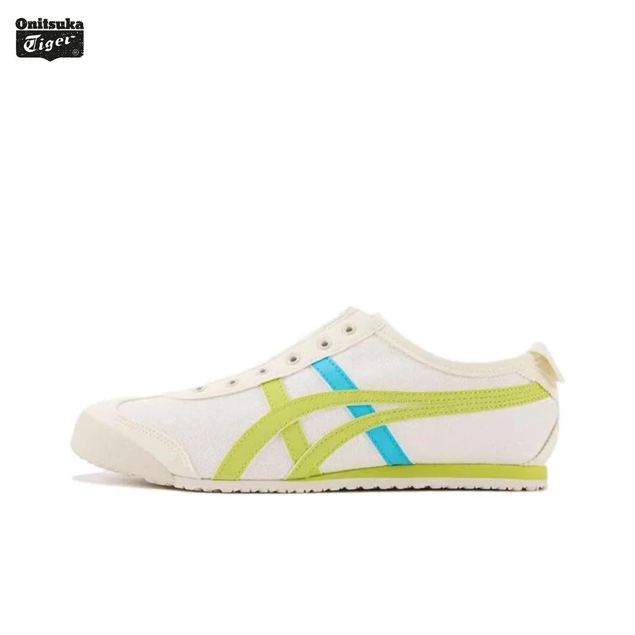 thumbnail image 1 of Zapatillas de running Asics Onitsuka Tiger MEXICO 66 para mujer y hombre, estilo retro, ligeras, color blanco, azul y amarillo, 1 of 5