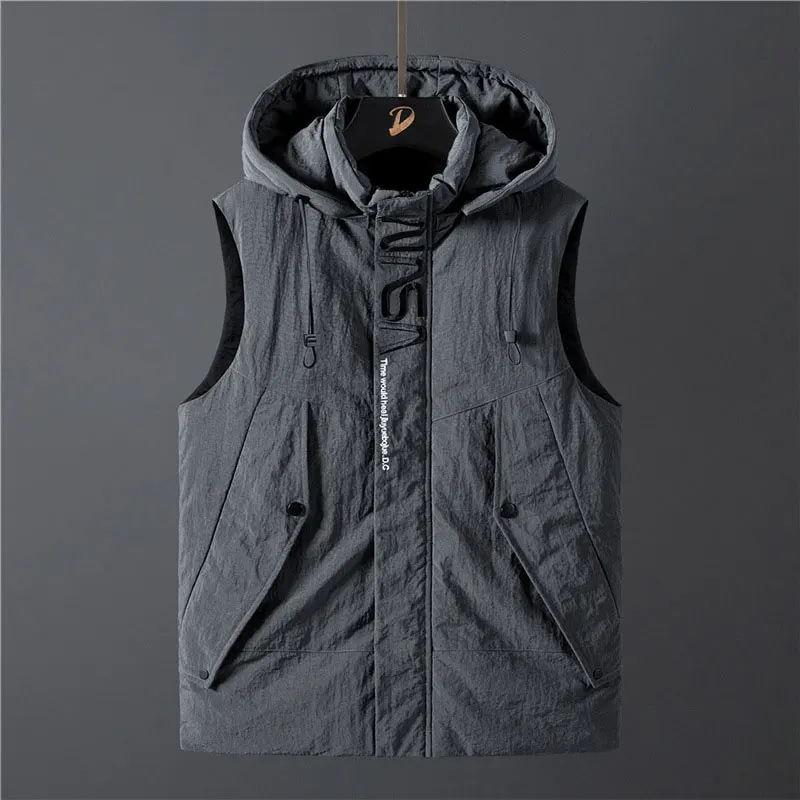

Male Thicken Hooded 90% White Duck Down Vest Men Plus Size Embroidered Outdoor Sports Skiing Hiking Windproof Thermal Waistcoat