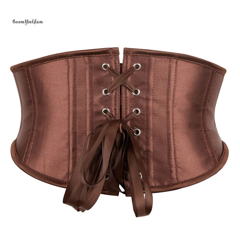 Vintage Renaissance Brown Steampunk Corset Shaper Height 6" Short Torso Corset with 3 Brooches