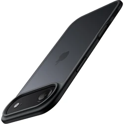 Sleek Black Matte Frosted Translucent Phone Case - Stylish Protective Cover - iPhone 15 Plus (Orange)