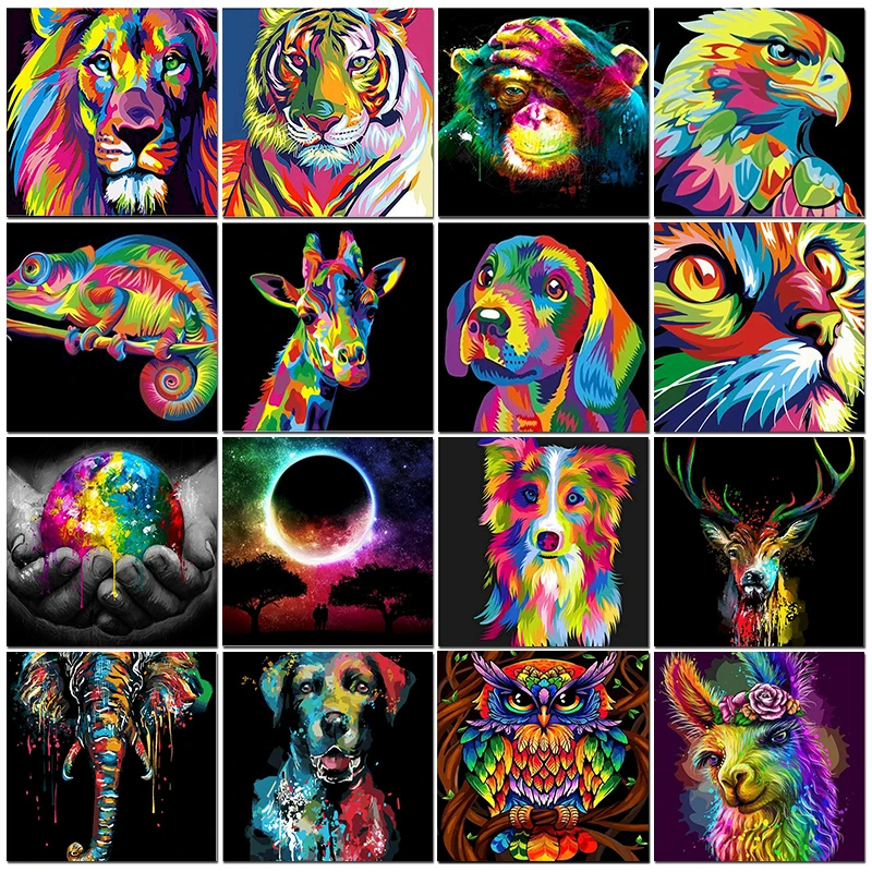 Diy Paint By Numbers Animal Kit Oil Painting By Number On Canvas