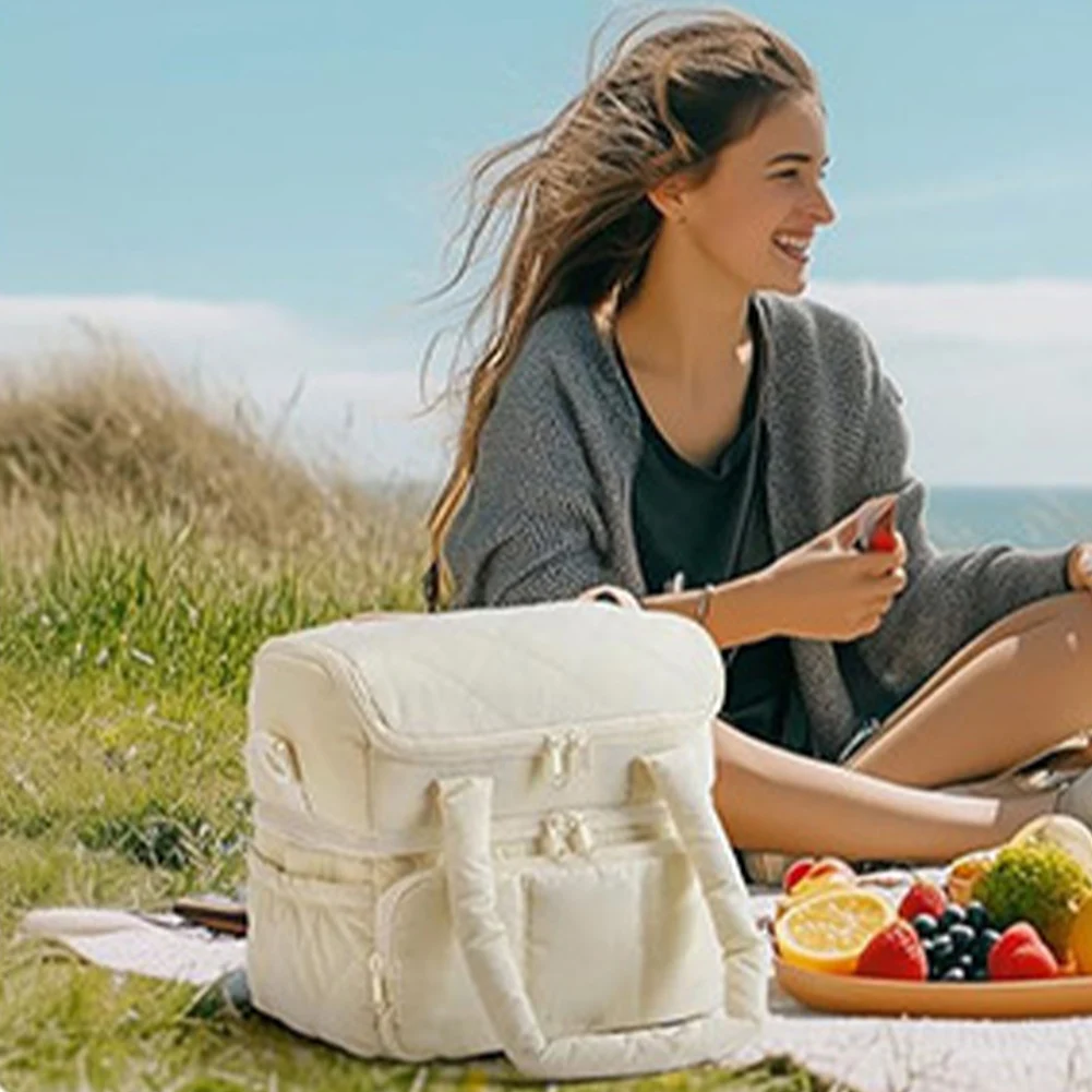 Insulated Leakproof Crossbody Lunch Box for Women Reusable Food Thermal Handbag Waterproof Bento Top Handle Bag for Work Picnic