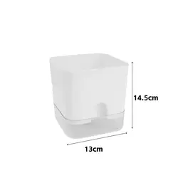White Self - Watering Square Flowerpot for Indoor and Outdoor Decor (M)
