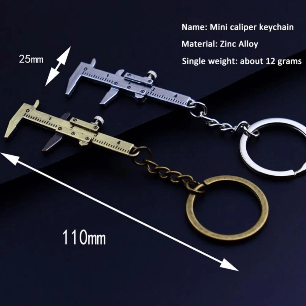 1PC Car Keychain Fashion Mini Vernier Caliper Portable 0 40mm Keychain Measuring Gauging Tools