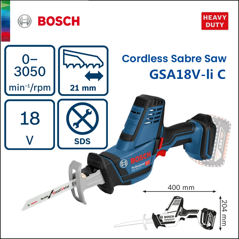 

Bosch GSA 18V-Li C Heavy Duty Cordless Sabre Saw Rechargeable Handheld Home Diy Power Tool Metal Wood Sawing Cutting Tools