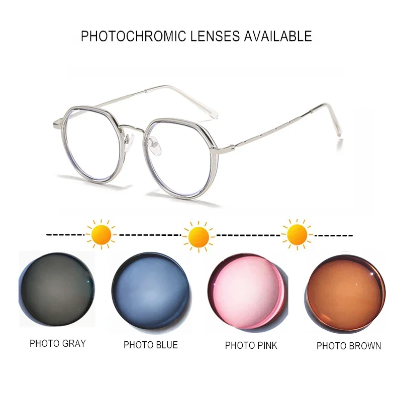 Astigmatismus Angepasst Myopie Rezept-0,5 ZU-10 Frauen Männer Kurzsichtig Brillen Photochrome Anti Blue Ray UF122 – Detail 4