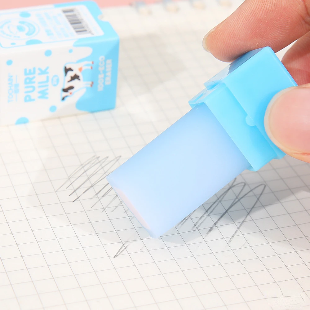 Kawaii Milk Carton Shape Pencil Eraser for Kids Gift School Supplies pencil eraser