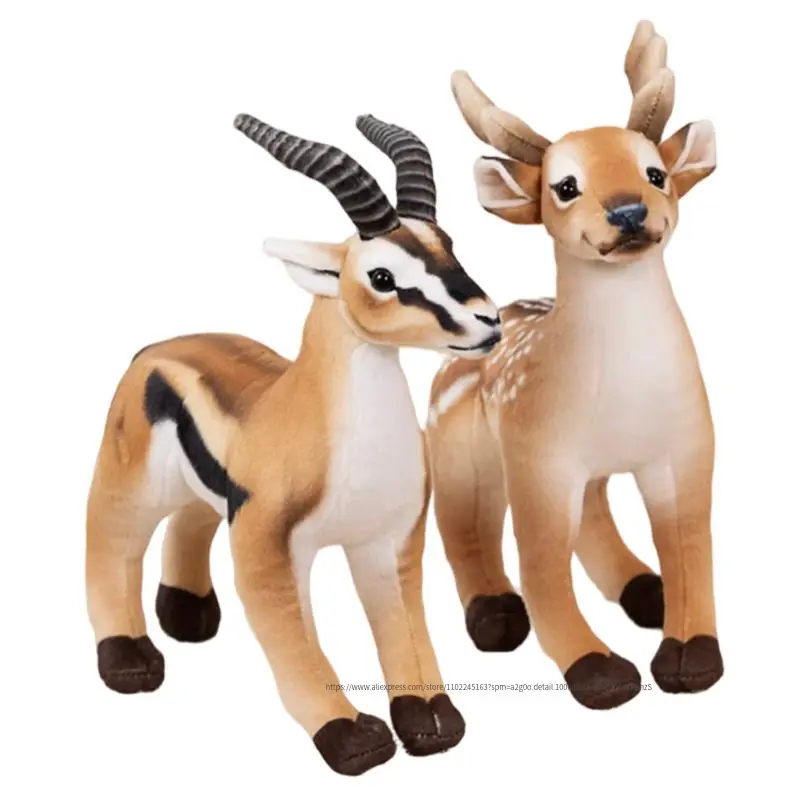 33cm Simulation Deer Plush Toy Lifelike Sika Deer Antelope Doll Realistic Stuffed Soft Animals Toys for Children Gift Home Decor