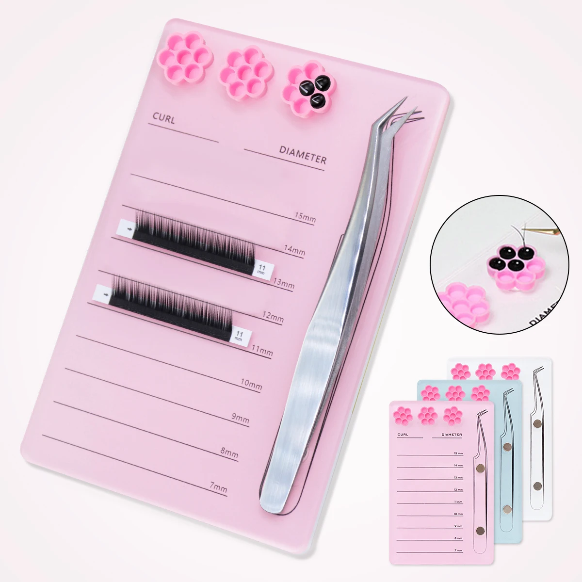 Eyelash extension pallet Eyelash Extension Holder Pallet Acrylic Scale Board With Flower Glue Cups Strong Magnetic Force For Tweezers Lash Tools